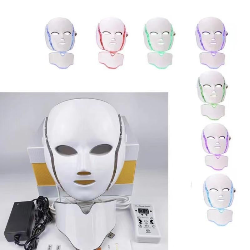 LED Facial Mask Light with 7 Colors, Face & Neck Care, Skin Treatment, Rejuvenating, Home Use, Facial Beauty Instrument, Beauty Tool