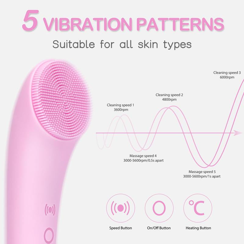 PRITECH Electric Facial Cleansing Silicone Brush with Heat-Assisted Absorption & Adjustable Vibration Modes for Deep Cleansing & Gentle Exfoliation #Tiktokshopblackfriday #Tiktokshopcybermonday