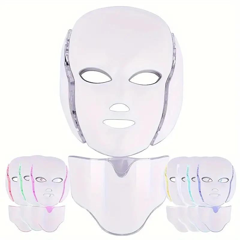 LED Facial Mask Light with 7 Colors, Face & Neck Care, Skin Treatment, Rejuvenating, Home Use, Facial Beauty Instrument, Beauty Tool