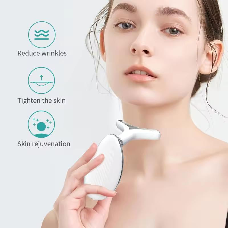 Face and Neck Massager, Multifunctional Face and Neck Massager, 7-Color LED Facial Skin Care Device for Home Use Comfort