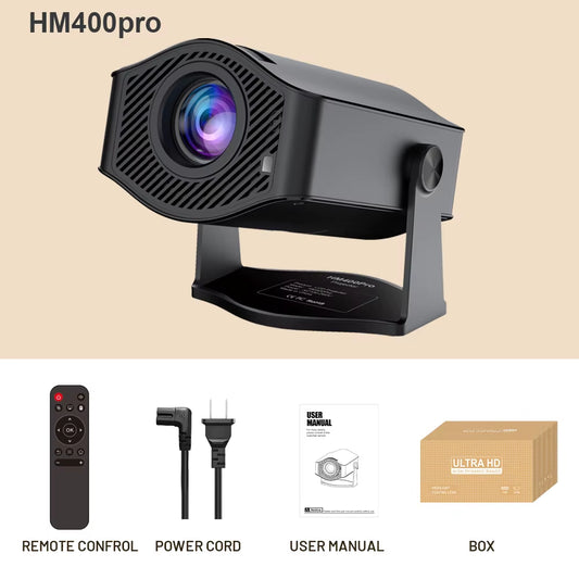 Projector Home Cinema Outdoor Projetor Hm400Pro VS HY300 PRO 4K Android 11 Dual Wifi6 200ANSI Allwinner H713 BT5.0 1280*720P