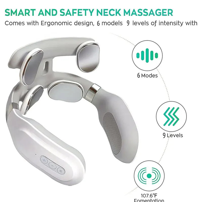 Neck Massage Machine 4 Head and Neck Protection Heating Machines Breathing Light Vibration Compress Cervical Spine Machine
