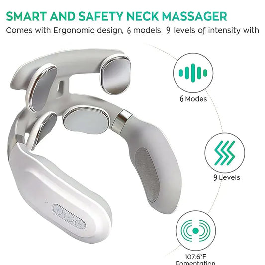 Neck Massage Machine 4 Head and Neck Protection Heating Machines Breathing Light Vibration Compress Cervical Spine Machine