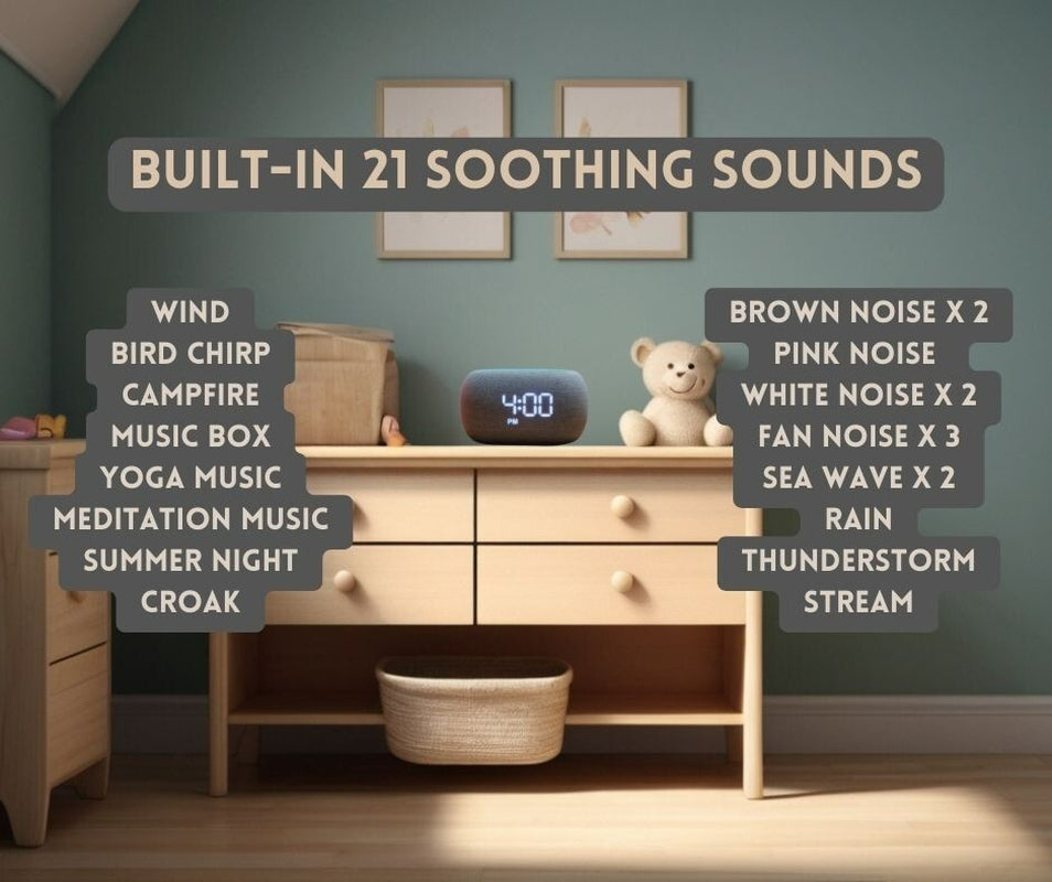 Music Clock Bar Bedside Alarm Clock 7 Night Light Bluetooth Speaker White Noise