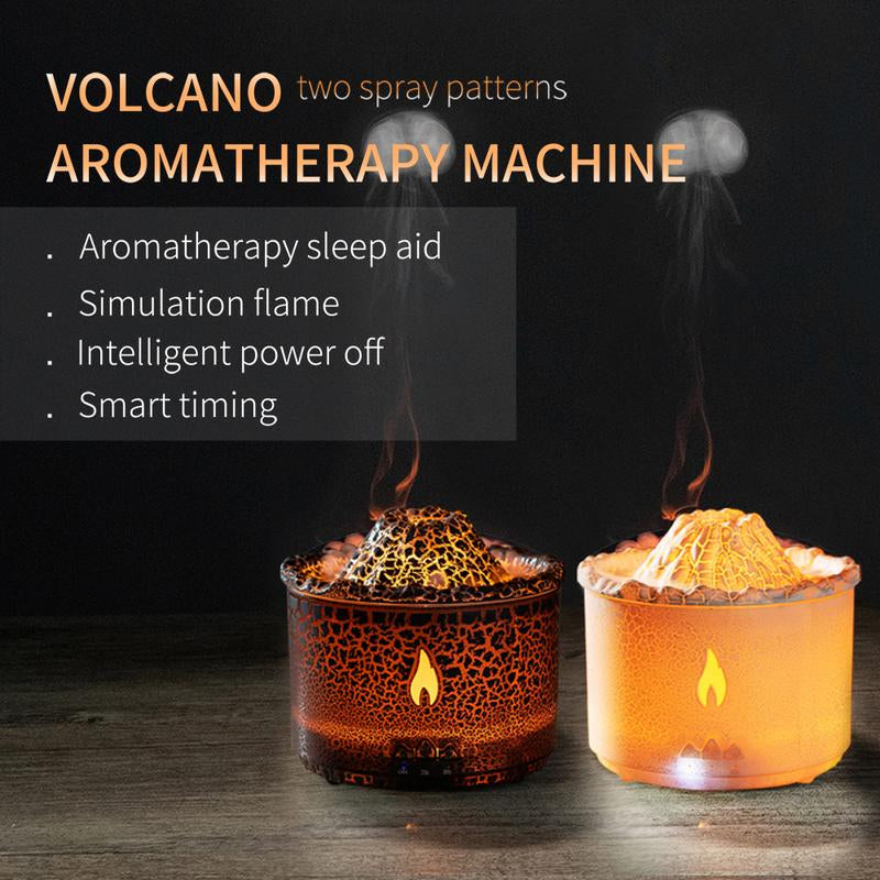 Remote Control Aromatherapy Diffuser Volcano Aromatherapy Machine Desktop Essential Oil Diffuser with Flame Home Night Light Ornament Wireless Remote Control Humidifier Aroma Jellyfish Design