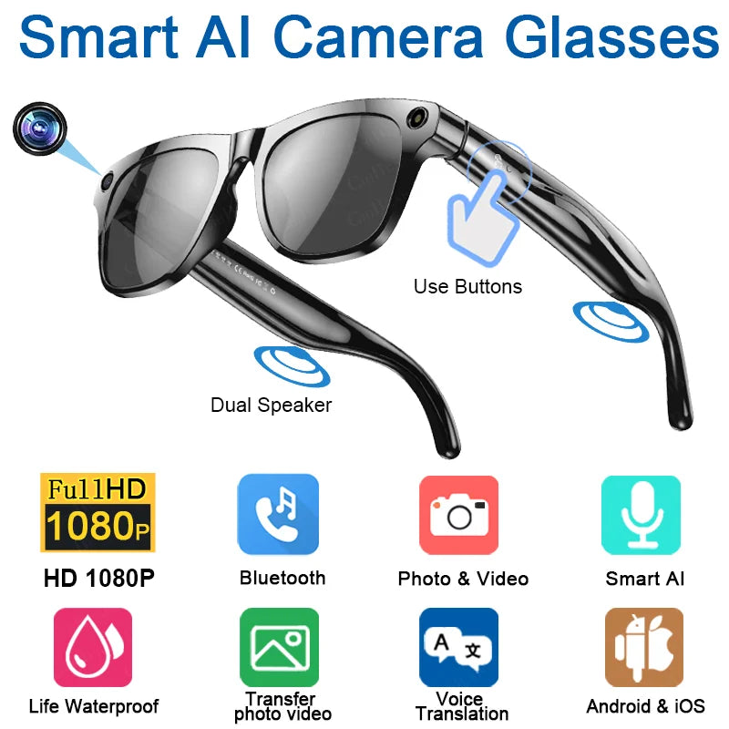Xiaomi 4K HD AI Smart Glasses Chat GPT 100MP Camera Bluetooth Call 260Mah Battery Voice Assistant Control Smart Glasses 2025