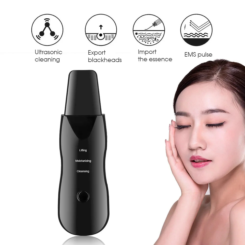 Vibration Face Skin Scrubber Blackhead Remover Facial Pore Cleaner Face Lifting Deep Clean Face Skin Tool Vibration Face Spatula