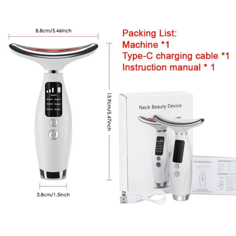 Electric Neck & Face Massager, 7 Color LED Light Neck & Face Lifting Machine with Heating, Firming Facial Skin Care Tool for Women & Girl, Facial Beauty Massagers