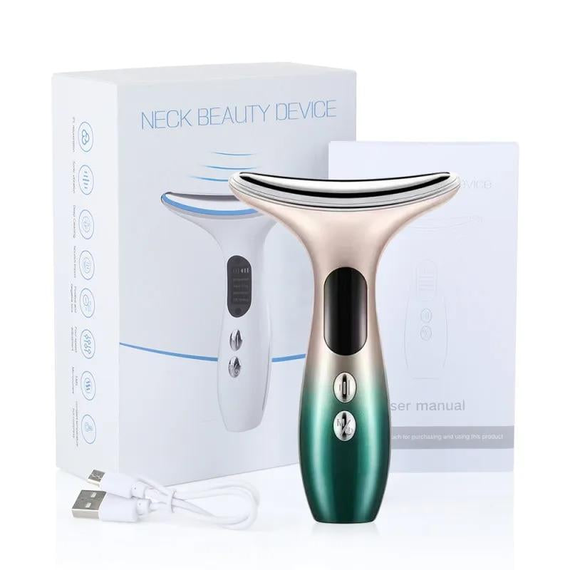 Face and Neck Massager Tools, Portable Facial Beauty Device,Facial Massager with 3 Color LED Lights for Skin Care