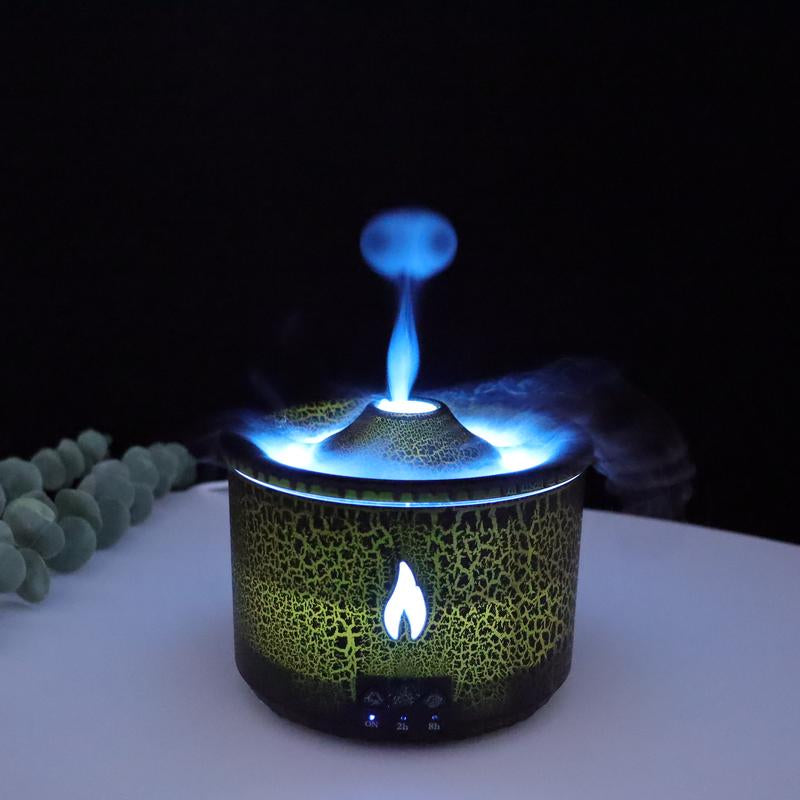 Remote Control Aromatherapy Diffuser Volcano Aromatherapy Machine Desktop Essential Oil Diffuser with Flame Home Night Light Ornament Wireless Remote Control Humidifier Aroma Jellyfish Design