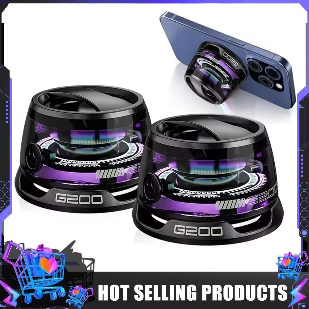 NEW 2025 G200 2PCS Bluetooth Speaker – Portable Magnetic Mini Speaker with RGB Lights, BT5.3, 7H Playtime & Phone Holder