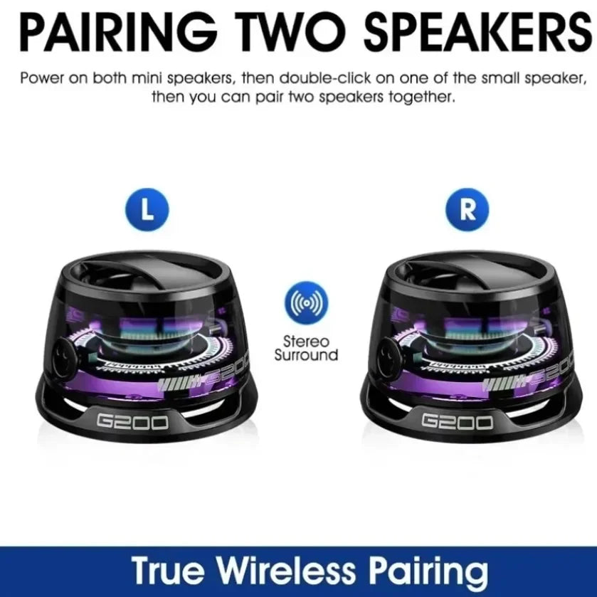 G200 Portable Bluetooth Speaker RGB Lighting Magnetic Speaker BT5.0 Mini Sound Box 7 Hours Playback Phone Holder