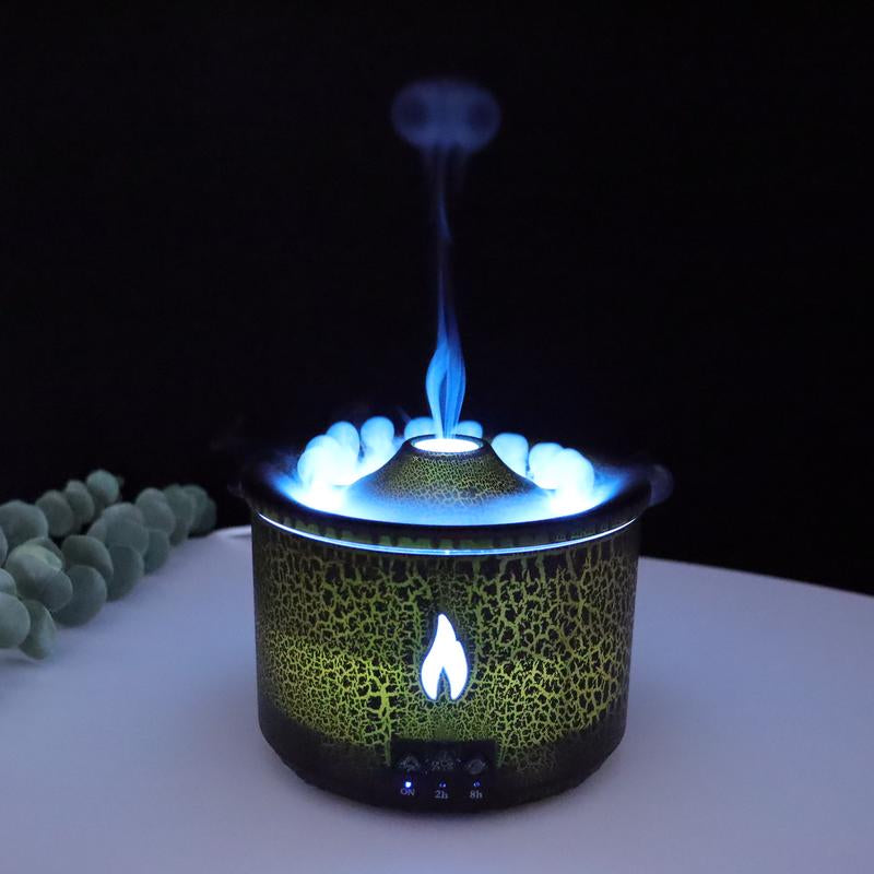 Remote Control Aromatherapy Diffuser Volcano Aromatherapy Machine Desktop Essential Oil Diffuser with Flame Home Night Light Ornament Wireless Remote Control Humidifier Aroma Jellyfish Design