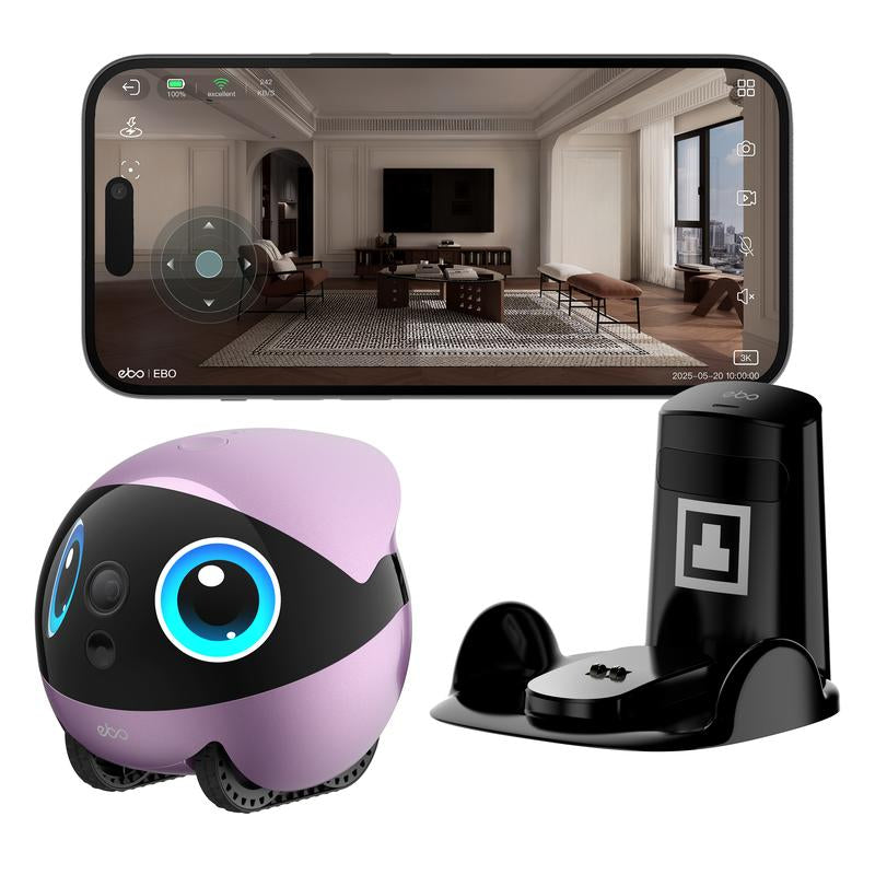 EBO Air2 plus Smart Home Robot: AI Companion with 3K Camera, Auto Patrol, 2-Way Video, Pet Tracking & Voice Chat | Customizable Eyes, Auto Recharge, Obstacle Avoidance(White)