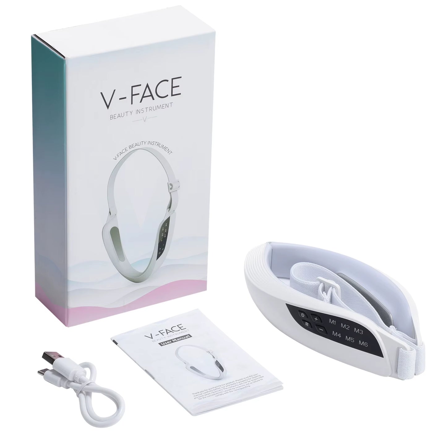 Electric V Face Lifting Beauty Device 6 Modes 8 Levels EMS Micro-Current Firming Facial Massager Double Chin Removal Skin Care
