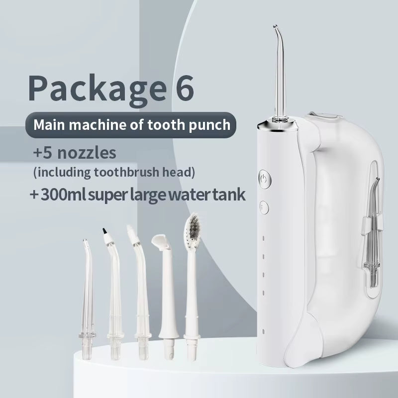 Oral Irrigator for Teeth Water Flosser Multi-Function Portable Dental Water Jet 300ML Water Tank Teeth Cleaner Detachable