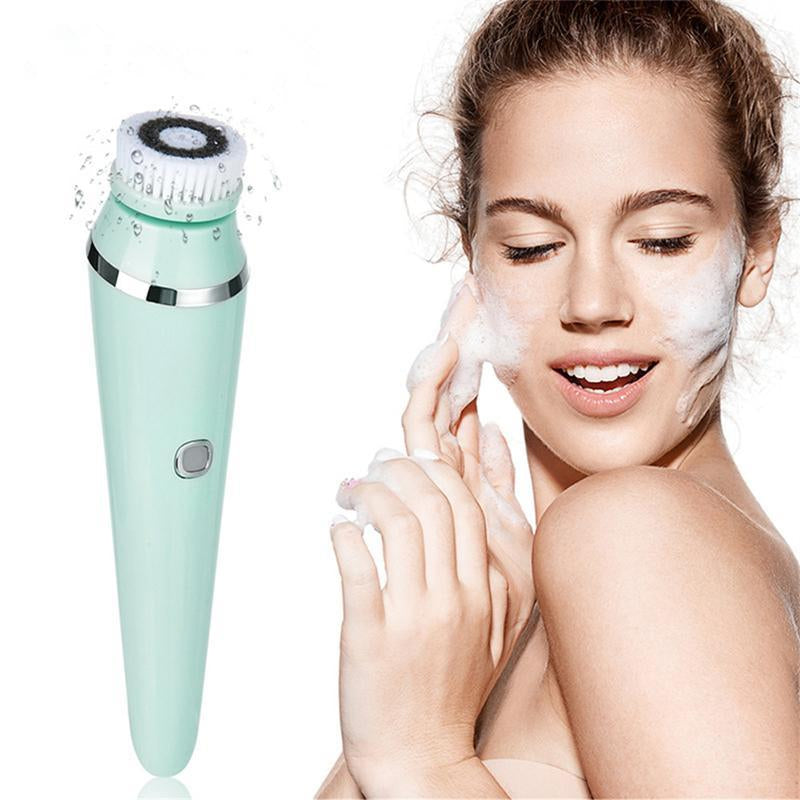 4-In-1 Electric Facial Brush Pore Cleaner Facial Cleanser Brush Waterproof Silicone Massage to Clean Blackheads Beauty Instrument