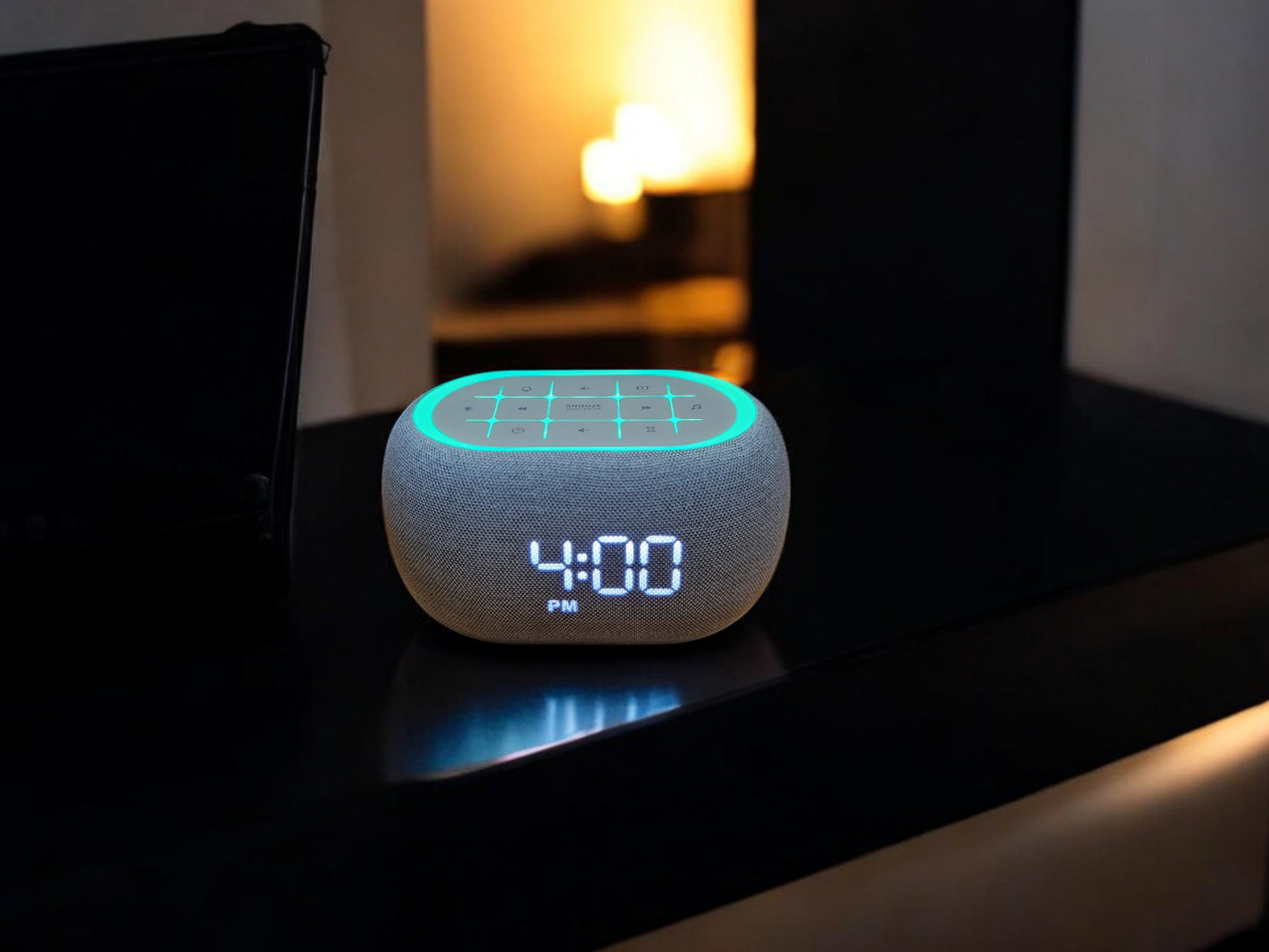 Music Clock Bar Bedside Alarm Clock 7 Night Light Bluetooth Speaker White Noise