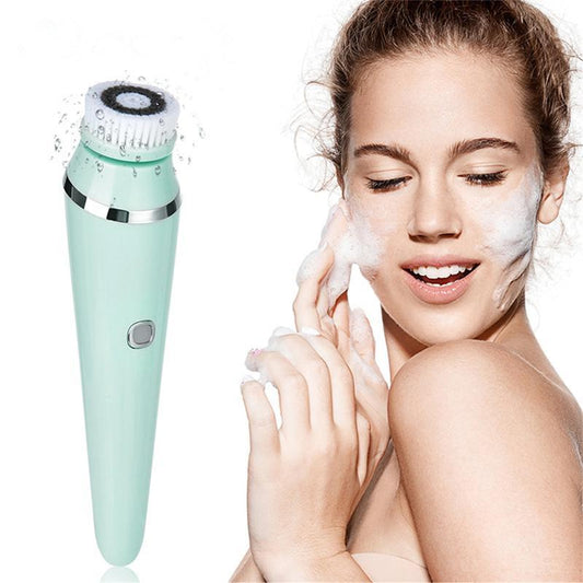 4-In-1 Electric Facial Brush Pore Cleaner Facial Cleanser Brush Waterproof Silicone Massage to Clean Blackheads Beauty Instrument