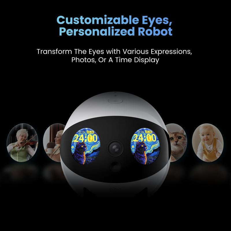 EBO Air2 plus Smart Home Robot: AI Companion with 3K Camera, Auto Patrol, 2-Way Video, Pet Tracking & Voice Chat | Customizable Eyes, Auto Recharge, Obstacle Avoidance(White)