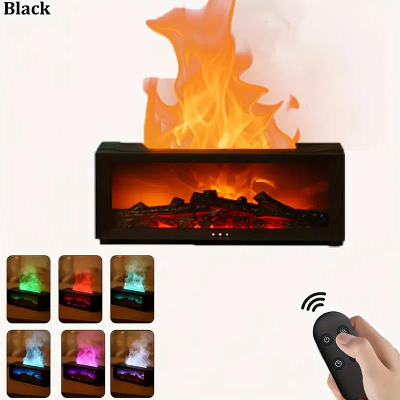300Ml Colorful Fireplace Flame Humidifier Aromatherapy Diffuser with Remote Control 7 LED Lights Essential Oil Scent Air Purifier Waterless Auto-Off for Home Bedroom Office