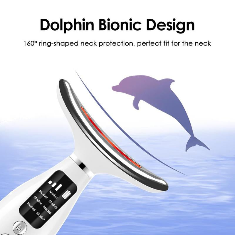 Electric Neck & Face Massager, 7 Color LED Light Neck & Face Lifting Machine with Heating, Firming Facial Skin Care Tool for Women & Girl, Facial Beauty Massagers