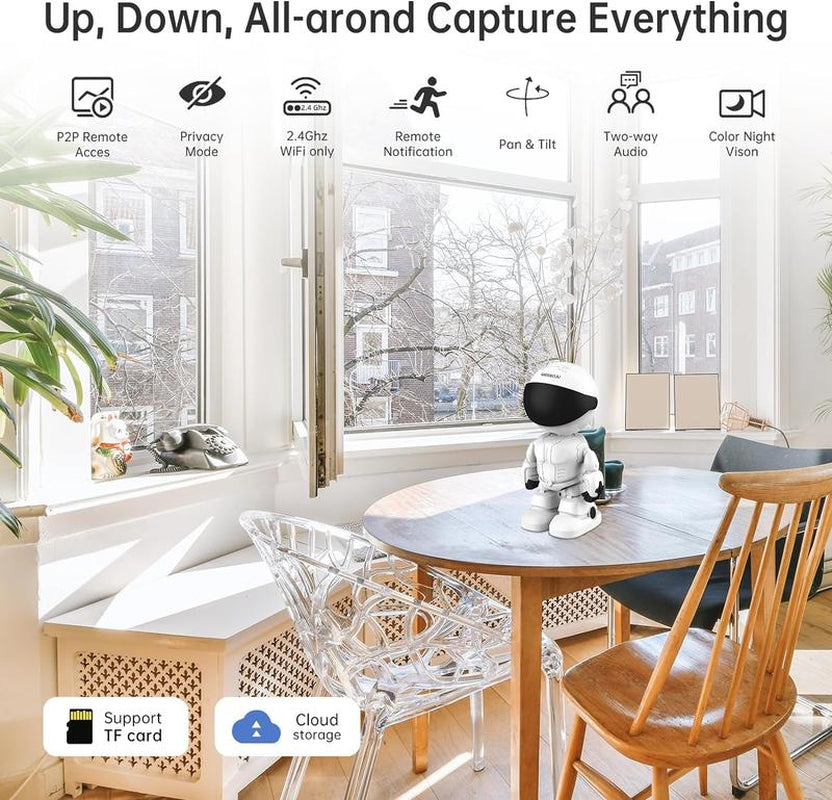 Smart Robot Camera, Home Camera 3 Million Pixels, Two-Way Voice Automatic Tracking Function, Alarm Function, Pet/Baby/Indoor Camera