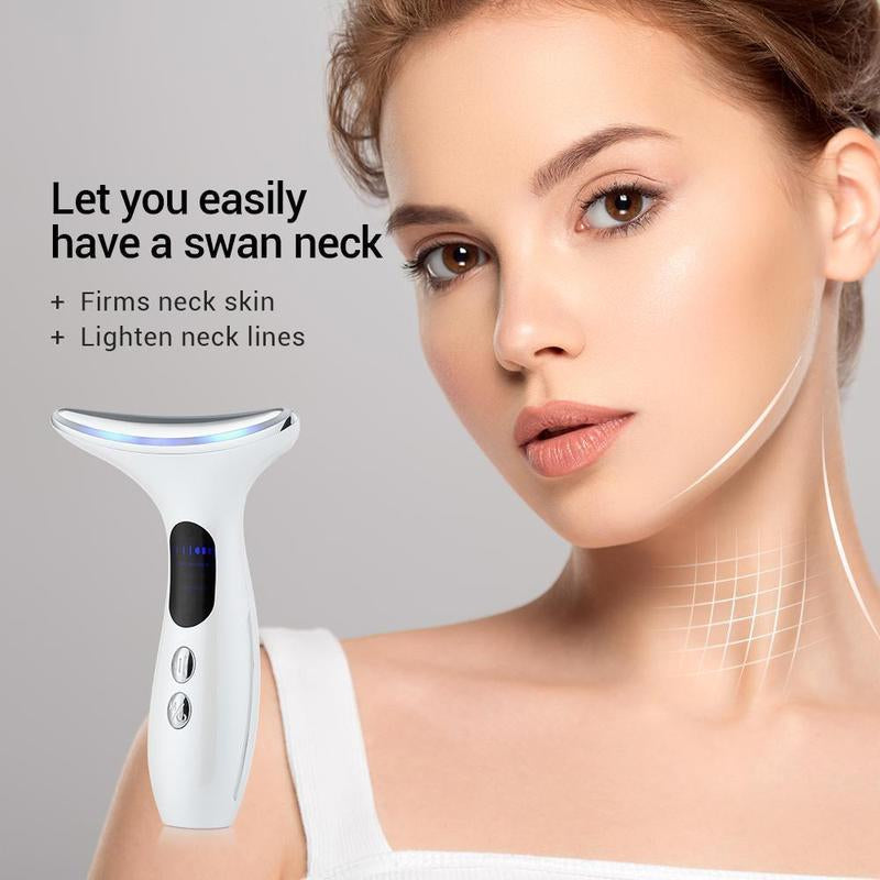 Face and Neck Massager Tools, Portable Facial Beauty Device,Facial Massager with 3 Color LED Lights for Skin Care