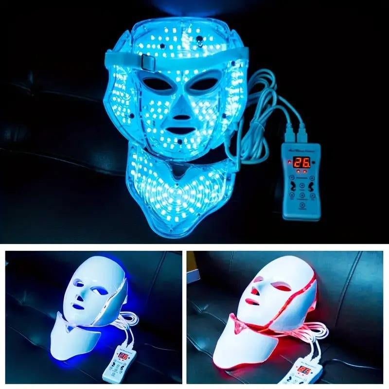 LED Facial Mask Light with 7 Colors, Face & Neck Care, Skin Treatment, Rejuvenating, Home Use, Facial Beauty Instrument, Beauty Tool