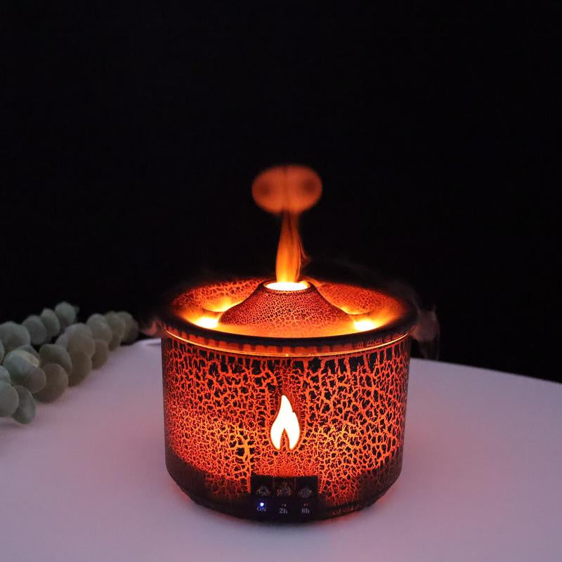 Remote Control Aromatherapy Diffuser Volcano Aromatherapy Machine Desktop Essential Oil Diffuser with Flame Home Night Light Ornament Wireless Remote Control Humidifier Aroma Jellyfish Design