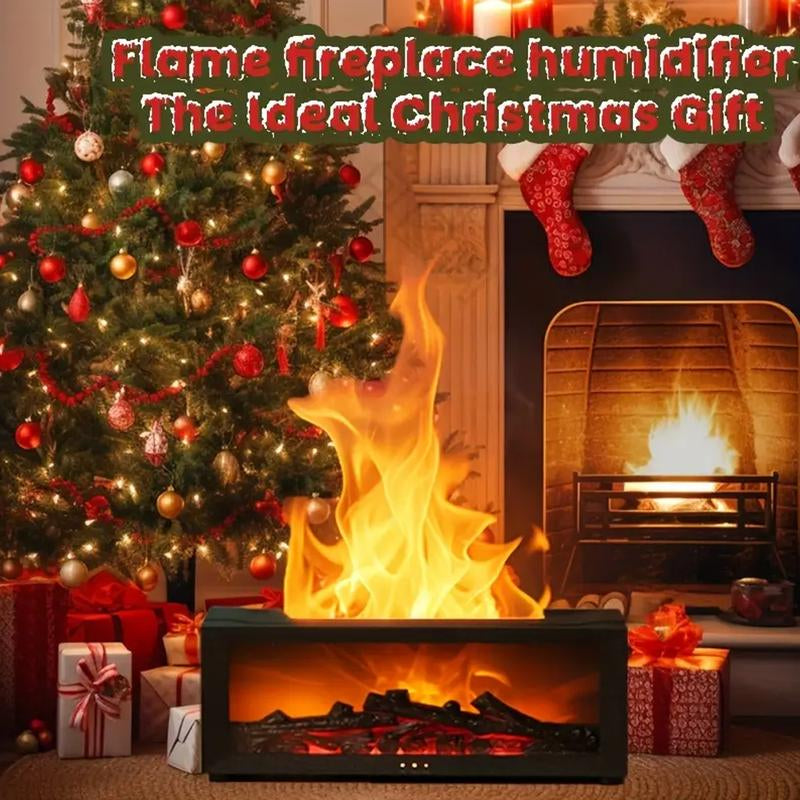 300Ml Colorful Fireplace Flame Humidifier Aromatherapy Diffuser with Remote Control 7 LED Lights Essential Oil Scent Air Purifier Waterless Auto-Off for Home Bedroom Office