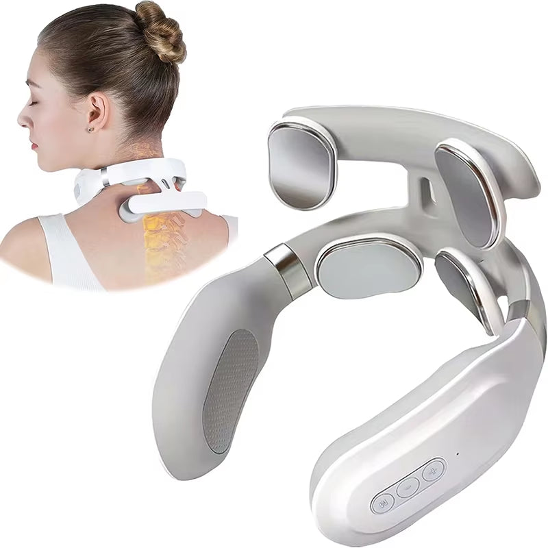 Neck Massage Machine 4 Head and Neck Protection Heating Machines Breathing Light Vibration Compress Cervical Spine Machine