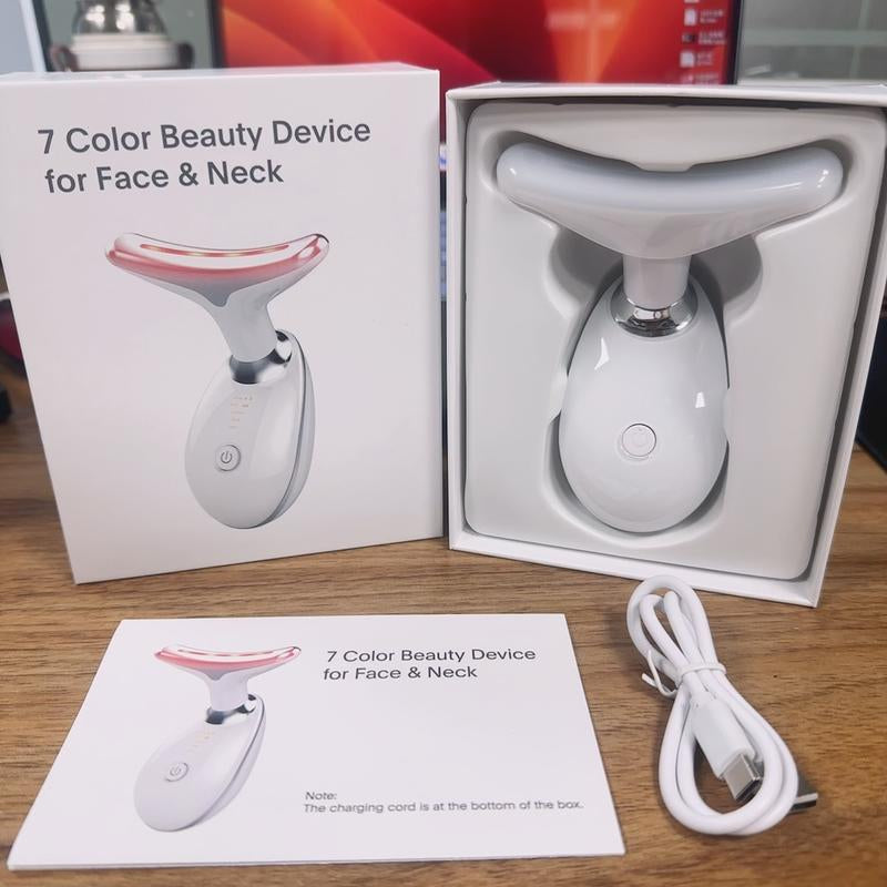 Face and Neck Massager, Multifunctional Face and Neck Massager, 7-Color LED Facial Skin Care Device for Home Use Comfort