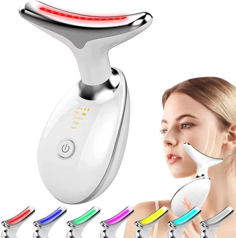 Face and Neck Massager, Multifunctional Face and Neck Massager, 7-Color LED Facial Skin Care Device for Home Use Comfort