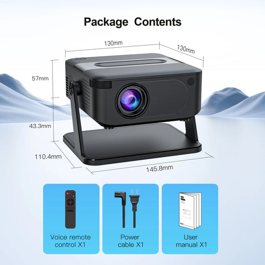 Mini Projector Smart 4K Portable with Wifi 6 Bluetooth 5.0 Android 11 Automatic Keystone for Home Theater Entertainment