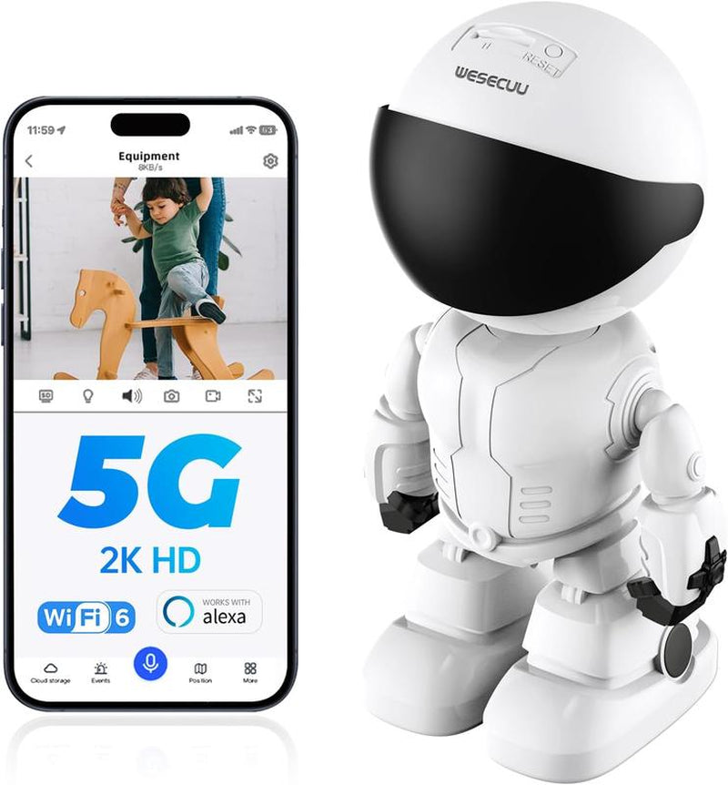 Smart Robot Camera, Home Camera 3 Million Pixels, Two-Way Voice Automatic Tracking Function, Alarm Function, Pet/Baby/Indoor Camera