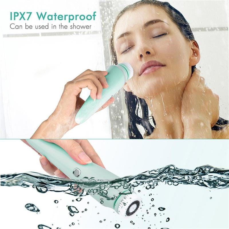 4-In-1 Electric Facial Brush Pore Cleaner Facial Cleanser Brush Waterproof Silicone Massage to Clean Blackheads Beauty Instrument