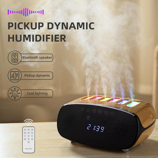 Dynamic Bluetooth Speaker Humidifier Alarm Clock Humidifier Wireless Remote Control Desktop Aromatherapy Diffuser Essential Diffuser Cool Lighting