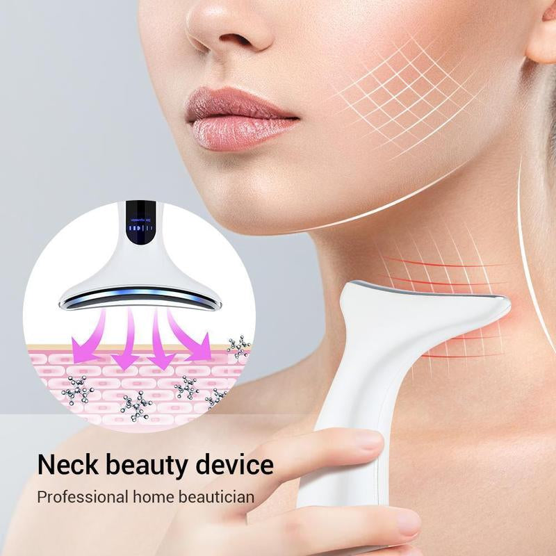 Face and Neck Massager Tools, Portable Facial Beauty Device,Facial Massager with 3 Color LED Lights for Skin Care