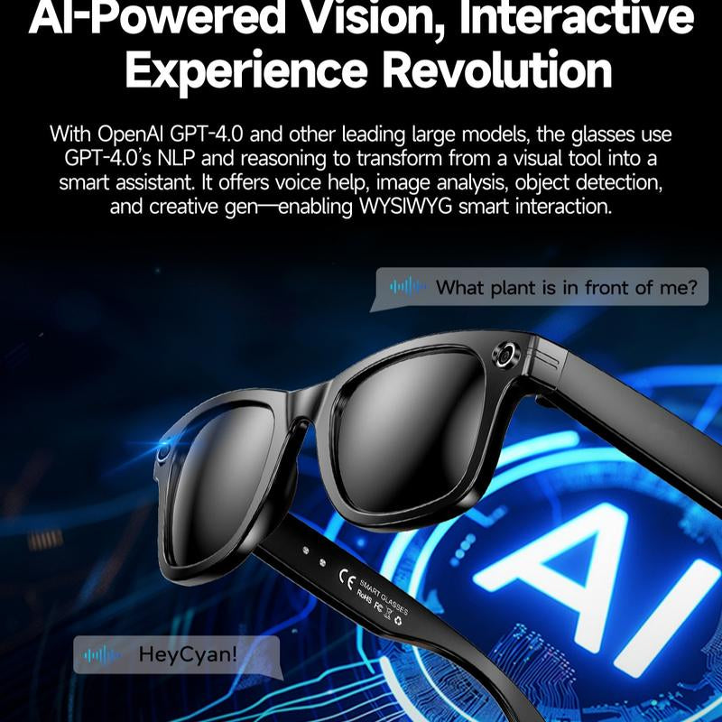 Smart AI Camera Glasses with 8MP Photochromic Lenses ,Button Touch Adjustment for Travel Outdoor Adventures Hands-Free Photography 160+Languages Real-Time Translation Bluetooth Wireless Wearable Video Recording UV Protection ,Black Friday & Cyber Monday