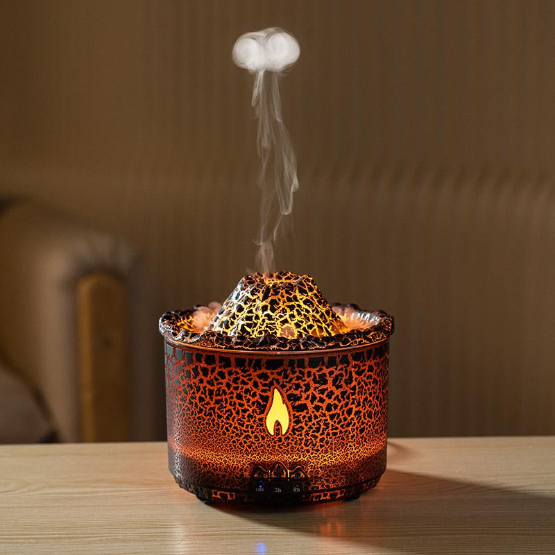 Remote Control Aromatherapy Diffuser Volcano Aromatherapy Machine Desktop Essential Oil Diffuser with Flame Home Night Light Ornament Wireless Remote Control Humidifier Aroma Jellyfish Design