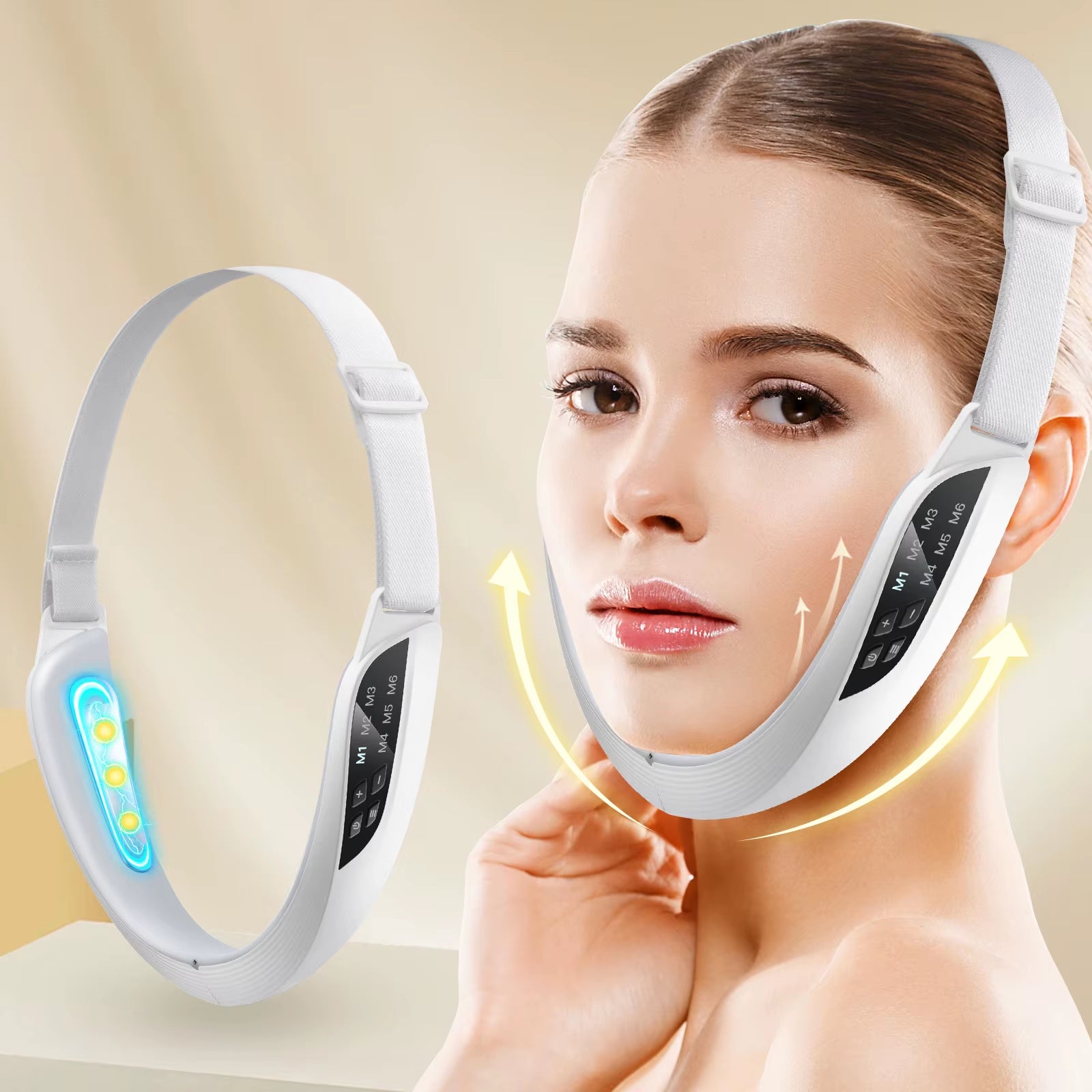 Electric V Face Lifting Beauty Device 6 Modes 8 Levels EMS Micro-Current Firming Facial Massager Double Chin Removal Skin Care