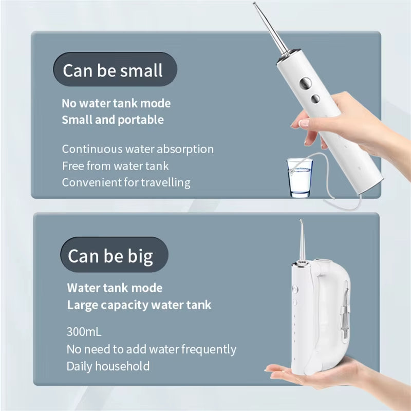 Oral Irrigator for Teeth Water Flosser Multi-Function Portable Dental Water Jet 300ML Water Tank Teeth Cleaner Detachable
