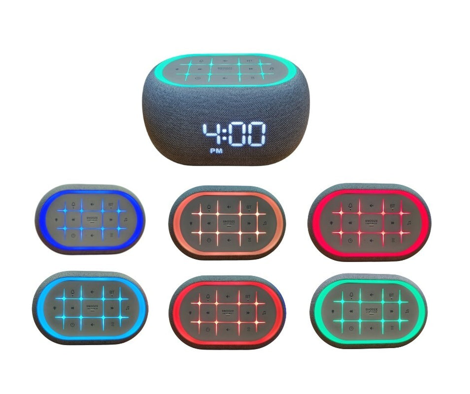 Music Clock Bar Bedside Alarm Clock 7 Night Light Bluetooth Speaker White Noise