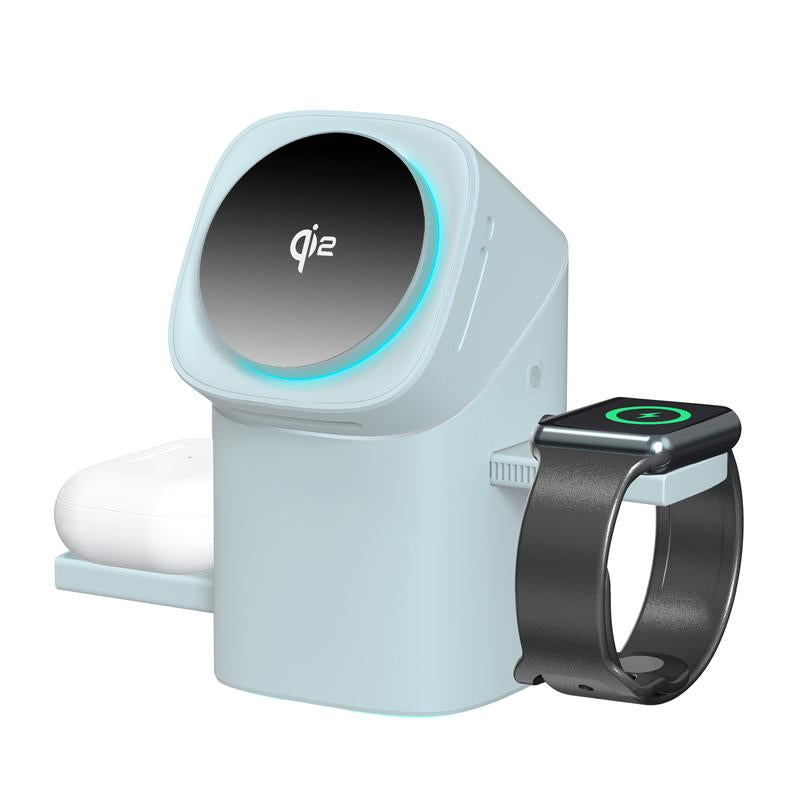 3-In-1 Wireless Charging Station Qi2.Magnetic Charger for Iphone16 15 14 13 Pro Max plus Full Series. Wireless Charging Station for Airpods/ Iwatch/ Android. Perfectly Fit in Home and Office. 15W Fast Charging