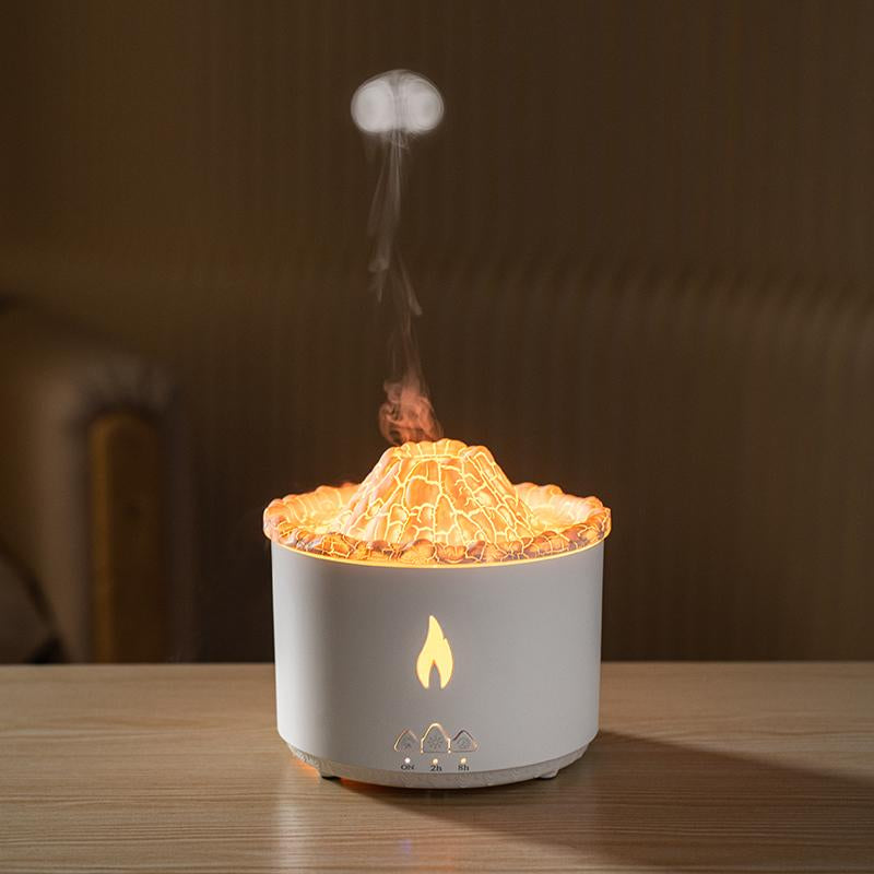 Remote Control Aromatherapy Diffuser Volcano Aromatherapy Machine Desktop Essential Oil Diffuser with Flame Home Night Light Ornament Wireless Remote Control Humidifier Aroma Jellyfish Design