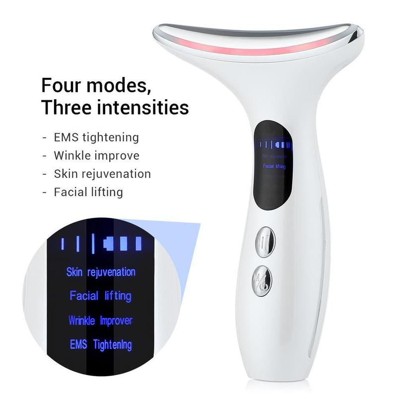 Face and Neck Massager Tools, Portable Facial Beauty Device,Facial Massager with 3 Color LED Lights for Skin Care