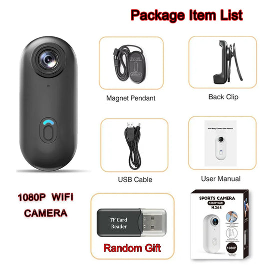 4K HD Mini Vlog Camera with Wifi Wireless Portable Action Body Cam for Sports Travel Photography Pocket Sized Video Recorder