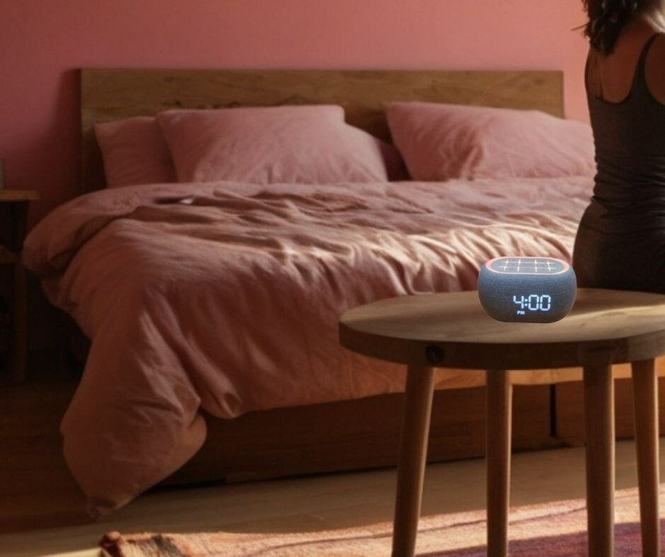 Music Clock Bar Bedside Alarm Clock 7 Night Light Bluetooth Speaker White Noise