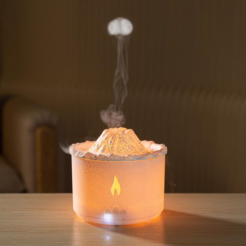 Remote Control Aromatherapy Diffuser Volcano Aromatherapy Machine Desktop Essential Oil Diffuser with Flame Home Night Light Ornament Wireless Remote Control Humidifier Aroma Jellyfish Design